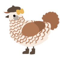 A cream and brown chicken with a lace pattern