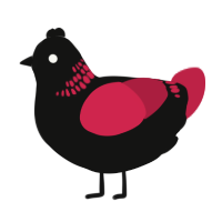 A black and crimson chicken with a neck-band pattern
