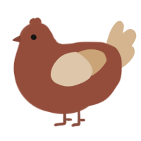 A russet and beige chicken