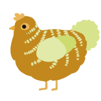 A ochre and lemon chicken with a half-bar pattern
