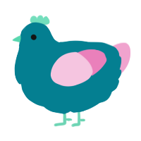 A sea and pink chicken