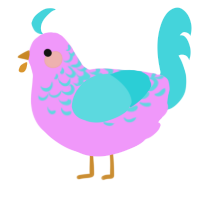 A lavender and aqua chicken with a half-lace pattern