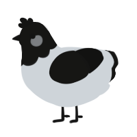 A mist and black chicken with a head pattern