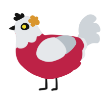 A crimson and mist chicken with a head pattern