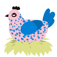 A rose and sapphire chicken with a speckle pattern