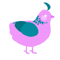 A lavender and sea chicken with a neck-speckle pattern