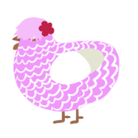 A lavender and white chicken with a lace pattern