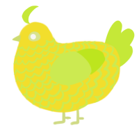 A yellow and lime chicken with a lace pattern
