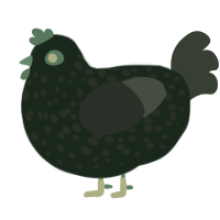 A rose and beige chicken with a speckle pattern