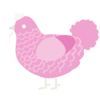 A pink chicken with a lace pattern