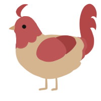 A beige and red chicken with a head pattern