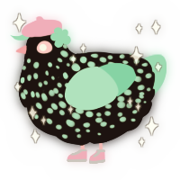 A sable and mint chicken with a speckle pattern