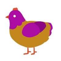 Bacchus, a ochre and plum chicken with a head pattern