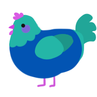 2 PIGEON, a ultramarine and turquoise chicken with a head pattern