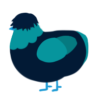 A tumblr and teal chicken with a head pattern