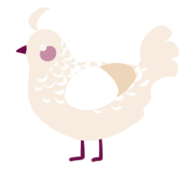 A cream chicken with a half-lace pattern