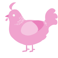 A pink chicken with a neck-band pattern