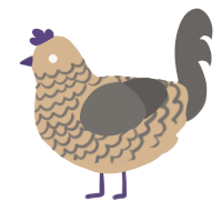 A beige and grey chicken with a lace pattern