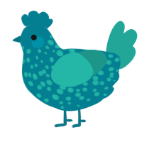 A sea and turquoise chicken with a speckle pattern