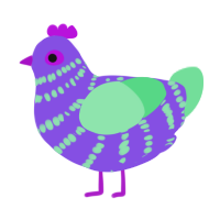 Chichi, a blurple and spring chicken with a bar pattern