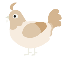 A cream and beige chicken with a head pattern