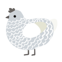 A mist and white chicken with a lace pattern