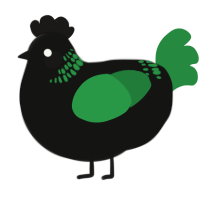 A black and viridian chicken with a neck-band pattern