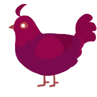 Harriot, a wine and maroon chicken with a head pattern