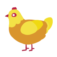 A orange and yellow chicken with a head pattern