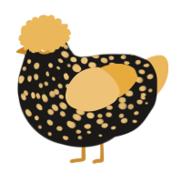 A sable and honey chicken with a speckle pattern