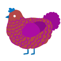 A red and plum chicken with a lace pattern