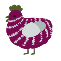 A wine and silver chicken with a bar pattern