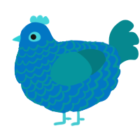 A sapphire and teal chicken with a lace pattern