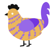 Karaoke, a honey and blurple chicken with a bar pattern