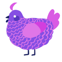 A blurple and orchid chicken with a lace pattern