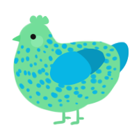 A spring and cerulean chicken with a speckle pattern