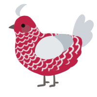 A crimson and mist chicken with a lace pattern