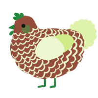 A russet and apple chicken with a lace pattern