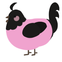 A pink and sable chicken with a head pattern