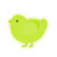 A lime chicken with a lace pattern