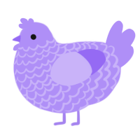 A lilac chicken with a lace pattern