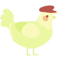 A apple chicken with a head pattern