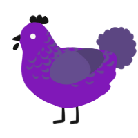 A violet and overcast chicken with a half-lace pattern