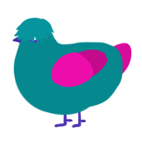 (unnamed), a teal and fuchsia chicken