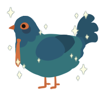 A sapphire and ultramarine chicken with a head pattern