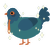 A sapphire and ultramarine chicken with a head pattern
