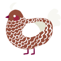 A russet and white chicken with a lace pattern