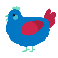 A sapphire and crimson chicken