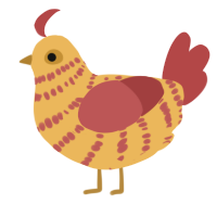 A honey and red chicken with a bar pattern
