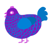 dawn, a violet and sapphire chicken with a lace pattern